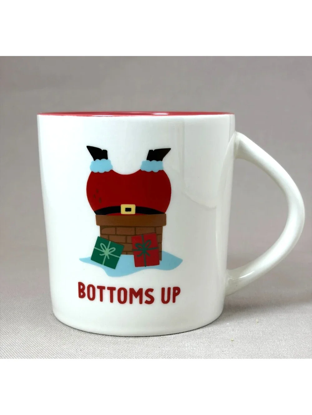 Target Wondershop Bottoms Up Santa Chimney Christmas Coffee Mug Red White 15oz